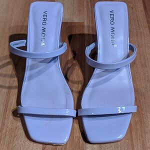 Vera Moda Lilac Minimalist Open-Toe Sandals with Low Block Heel